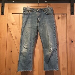 ACNE STUDIOS Cropped Distressed Dirty Wash Jeans Raw Hem